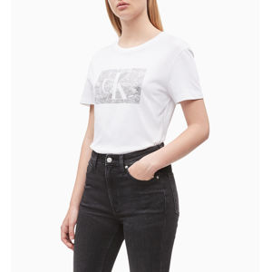 Calvin Klein dámské bílé tričko Lace - L (112)